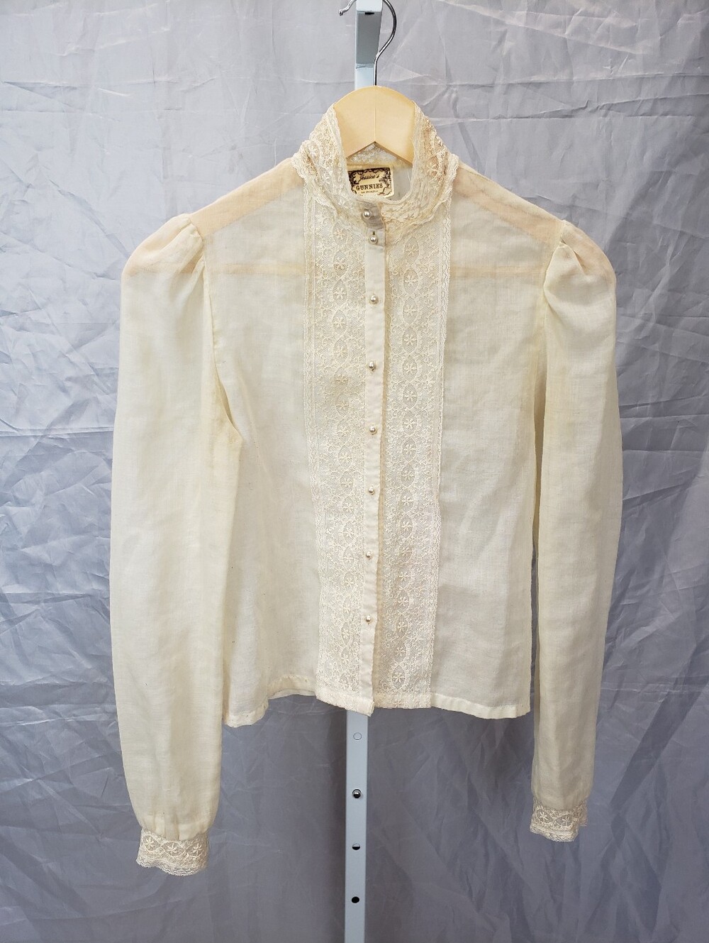 VTG 70s Gunne Sax Jessica’s Gunnies Cream Lace Victorian Prairie Blouse